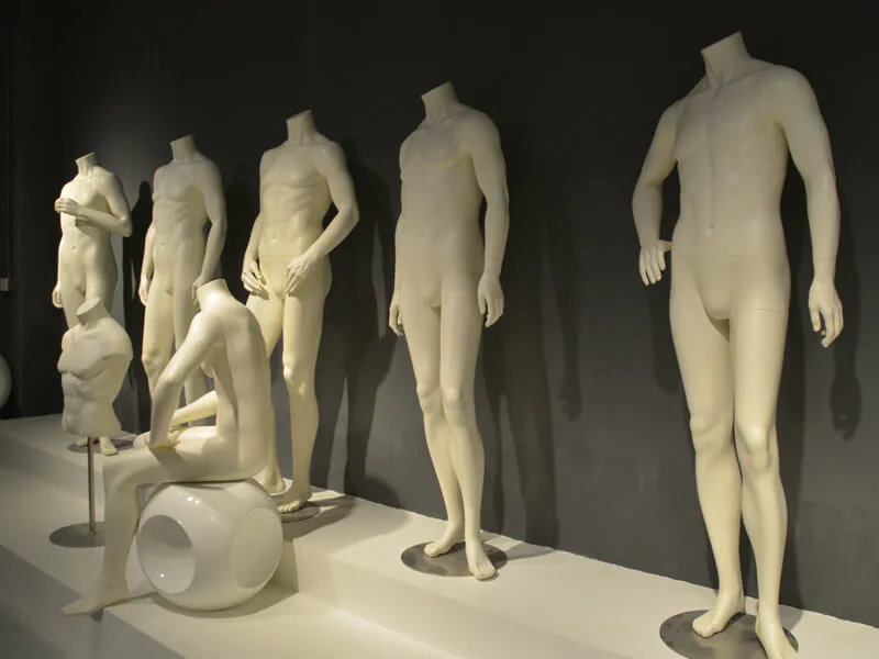 Headless matte white male mannequin