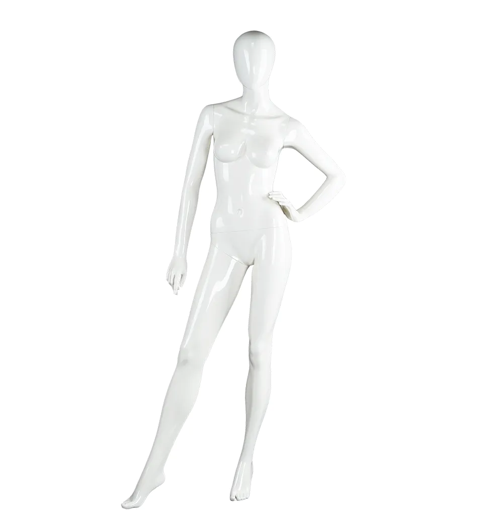 LADF-4 Glossy white fiberglass female mannequin for clothes display