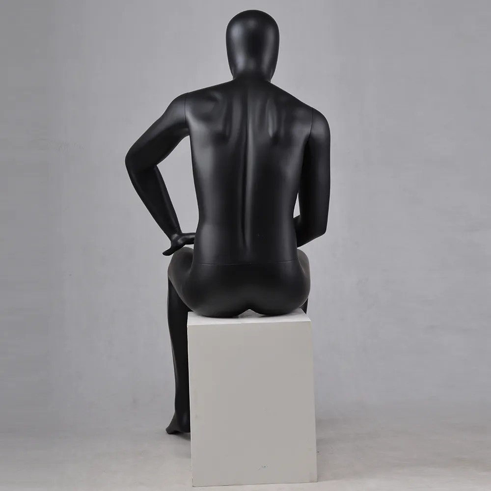 CM-01 Sitting black mannequin male for display
