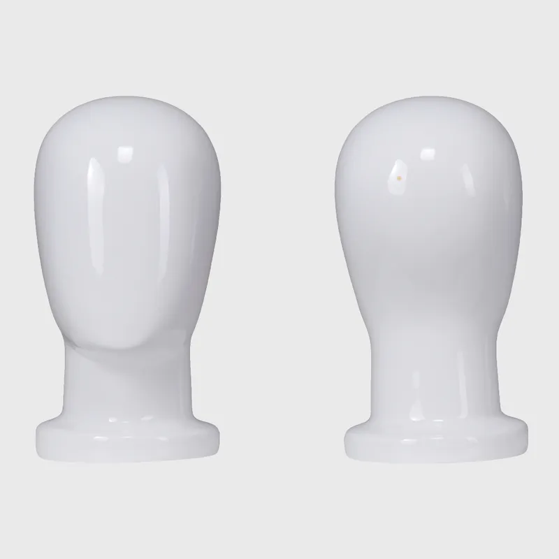 Custom fiberglass glossy white bald mannequin head
