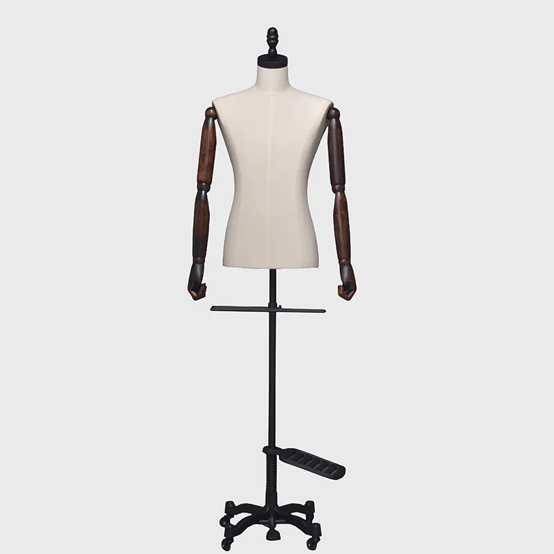 Custom linen male dress form mannequins torso male body wood arms