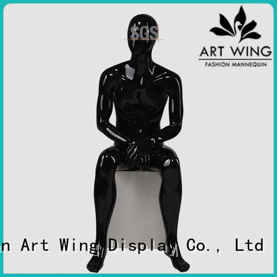 YB-4 Change face mask high glossy male black sitting mannequin for display